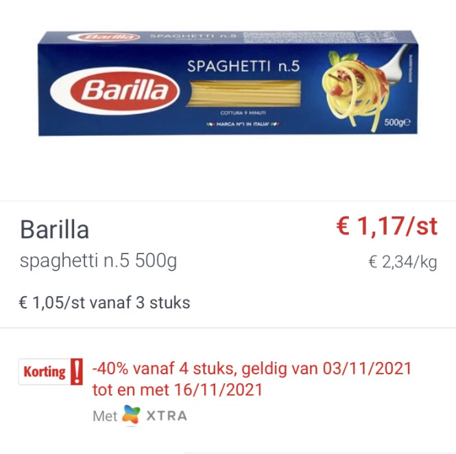 Mooie promotie op Barilla pasta bij Colruyt...