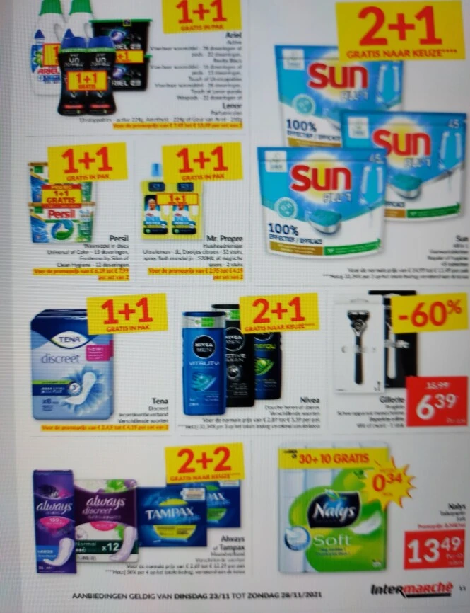Intermarche 1+1 ariel, persil, mr proper, ten...