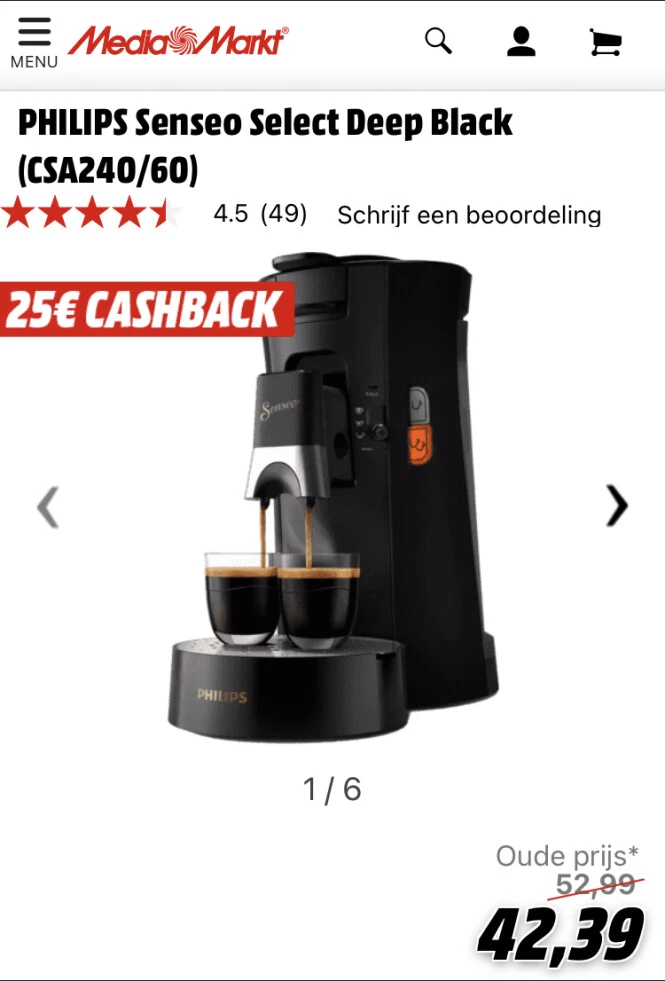 Philips Senseo toestel Select Deep Black bij...