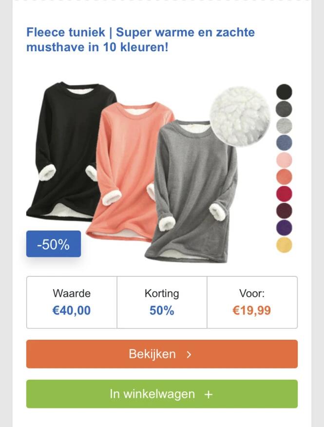 50% korting op de fleece tuniek bij voucherva...