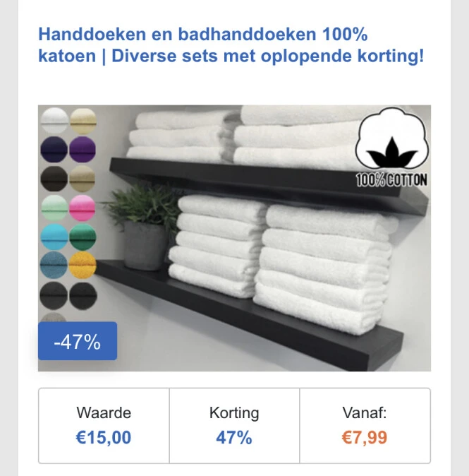 Een fikse korting op handdoeken en badhanddoe...