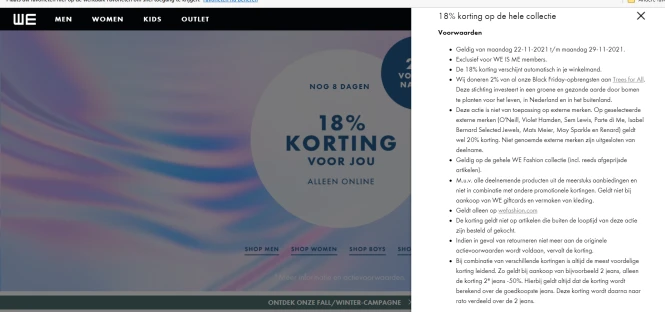 Bij We Fashion krijg je als member 18% kortin...