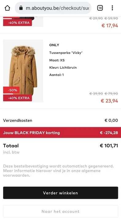 Koopjes bij About You! Van €374 naar €101 ☺️