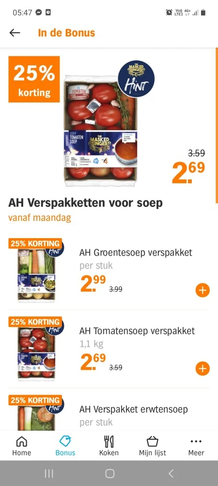 Ah vanaf 6/12 -25% op ah verspakketen voor so...