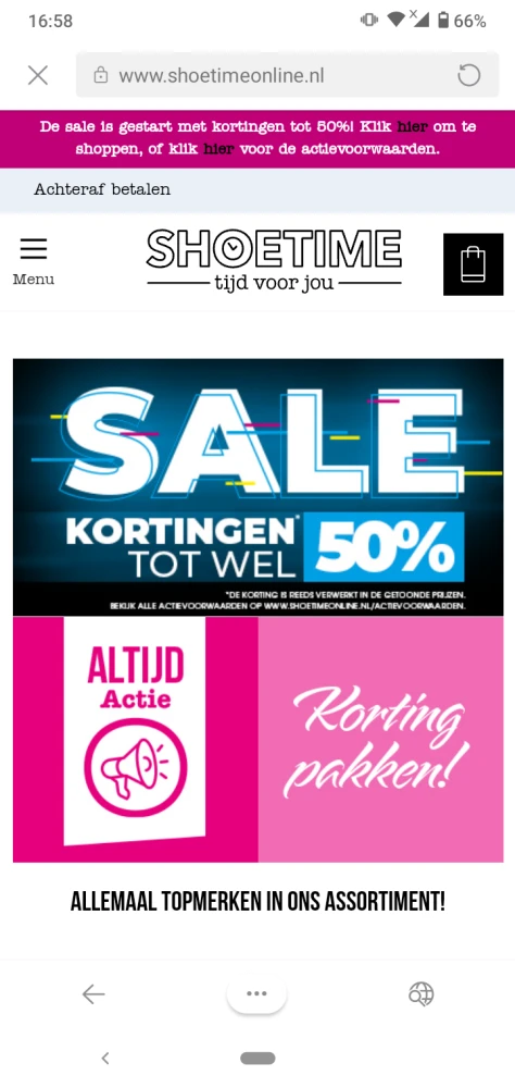 Sale bij Shoetime met kortingen tot -50% op e...