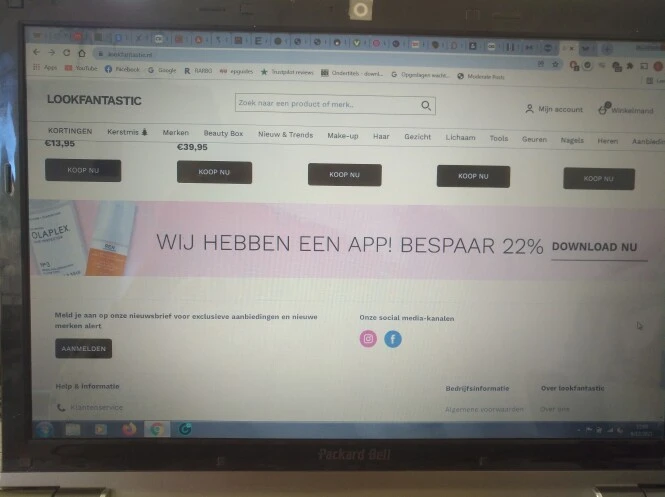 Via de app bij Lookfantastic -22% korting op...
