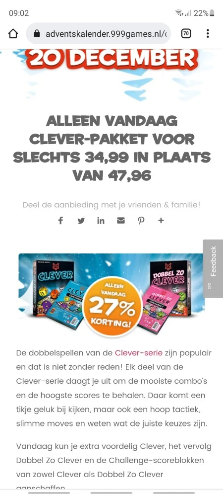 Vandaag op de site van 999games. Clever pakke...