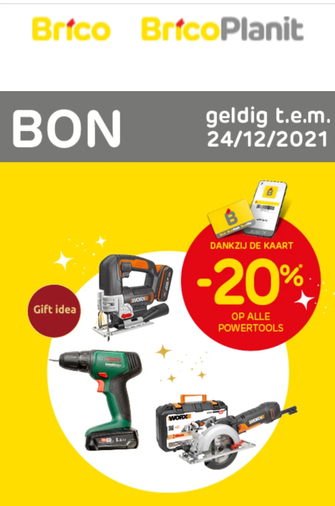 Brico adventdeal - 20% op alle powertools gel...