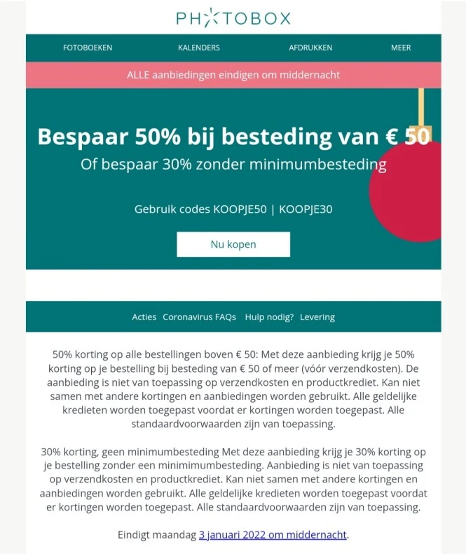 50% korting bij aankoop van 50 euro bij Photo...