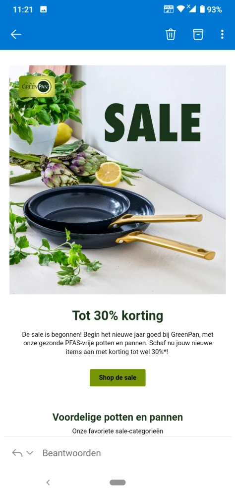Solden bij the green pan: tot -30% korting op...