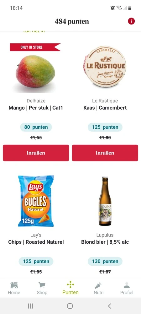 Bij delhaize kan je met je delhaize plus kaar...