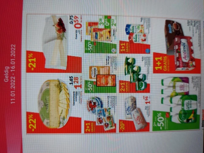 Intermarche 1+1 actimel, 1+1 balade 0% lactos...