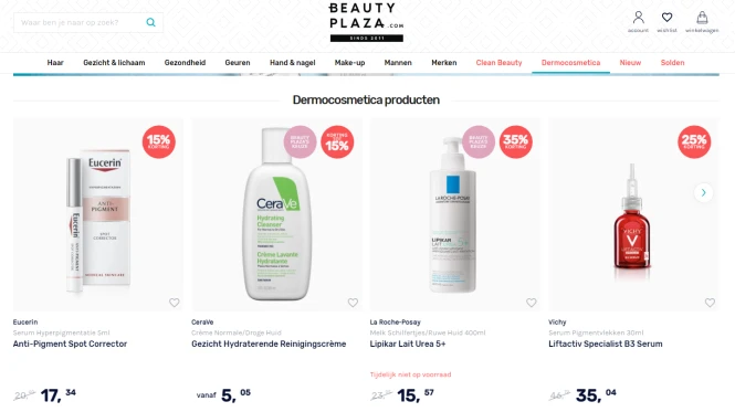 Bij Beautyplaza is er tot 35% korting op de d...