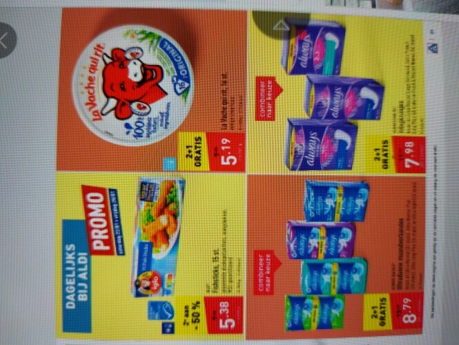 Aldi 2+1 la vache qui rit, 2+1 always ultra m...