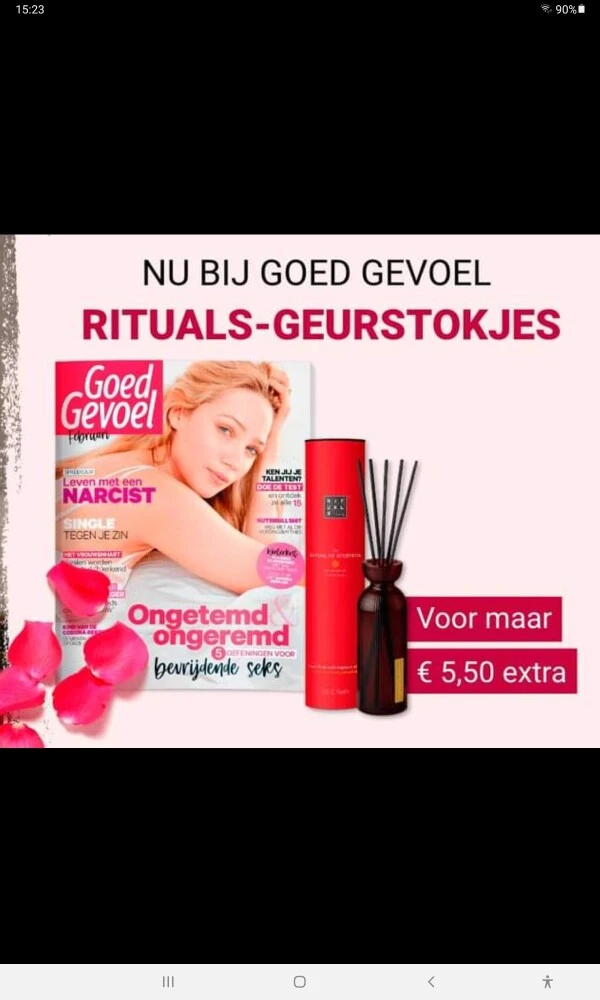 Gratis bij Goed gevoel Rituals geurstokjes...