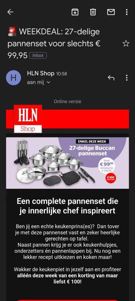 Weekdeal bij Hln shop: 27-delige Buccan panne...