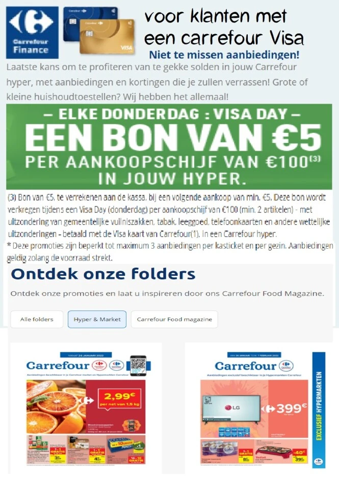 Carrefour Hyper Visa klanten > elke donderdag...
