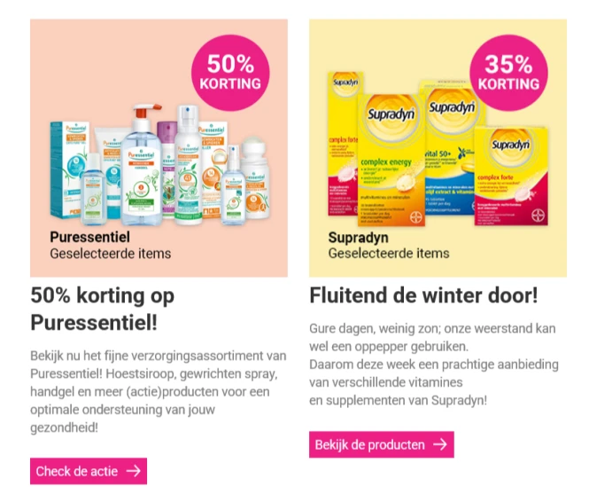 Bij drogisterij.net 50% korting op een select...