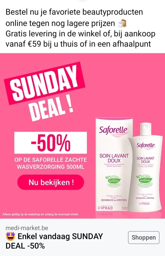 medi-market.be sunday deal -50% op de saforel...