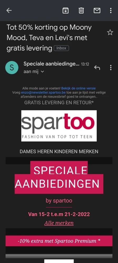 Tot 50% korting op Moony Mood, Teva & Levi's...