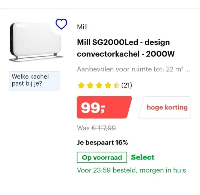 Bol.com dagdeal korting op p.a. kachels en el...