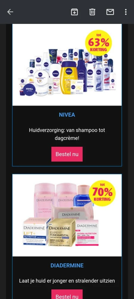 Hoge korting op producten van Nivea & Diaderm...