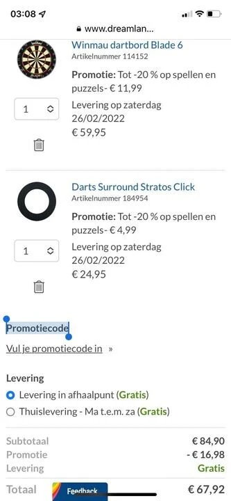 Bij Dreamland , Blade 6 + surround voor 67,92...
