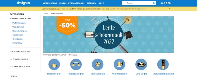 Bij dmlights is er tot -50% korting op een se...