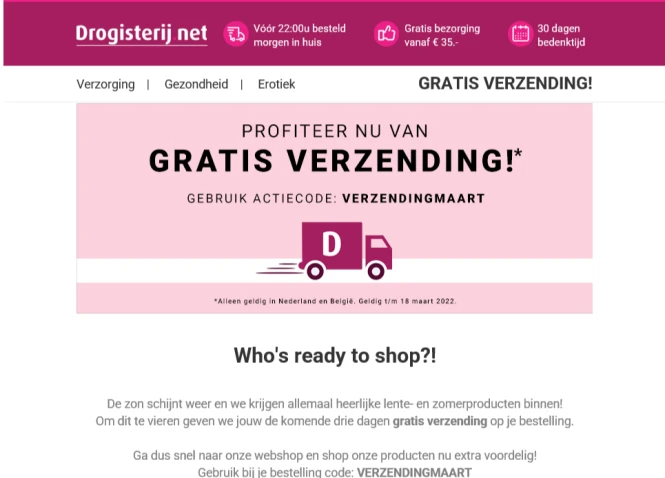 Gratis verzending bij aankoop vanaf €15 ipv b...