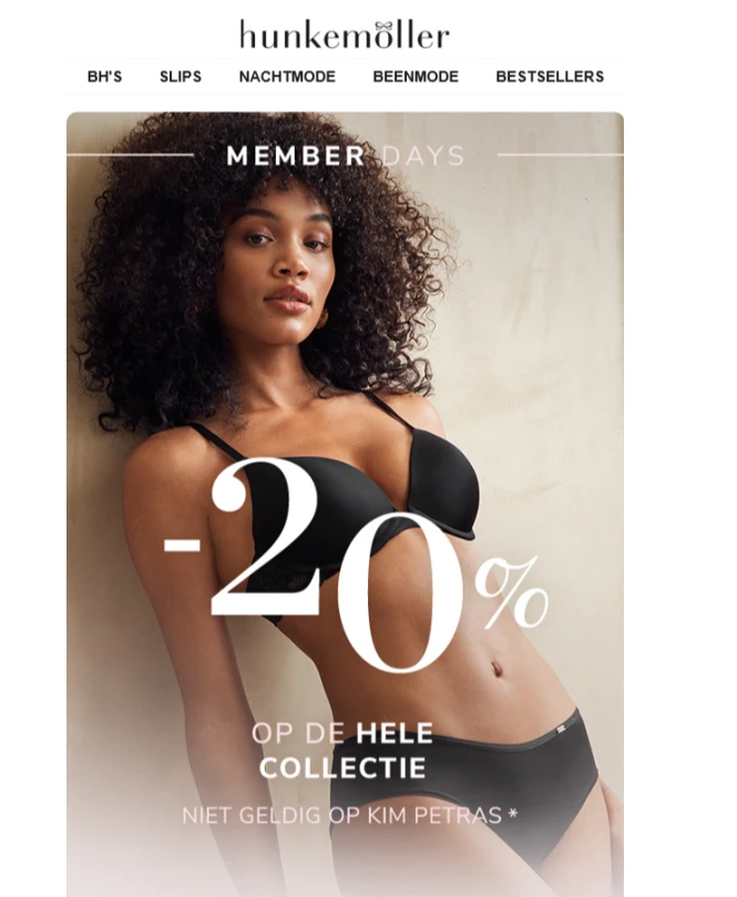 Memberdays bij Hunkemoller: 20% korting op de...