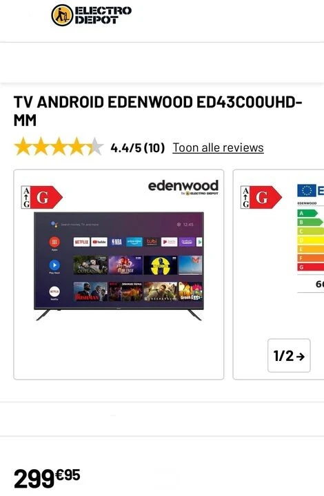 4K TV van Edenwood bij Electro Depot 299,95€,...