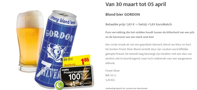 100% terugbetaald bij match en smatch op de €...