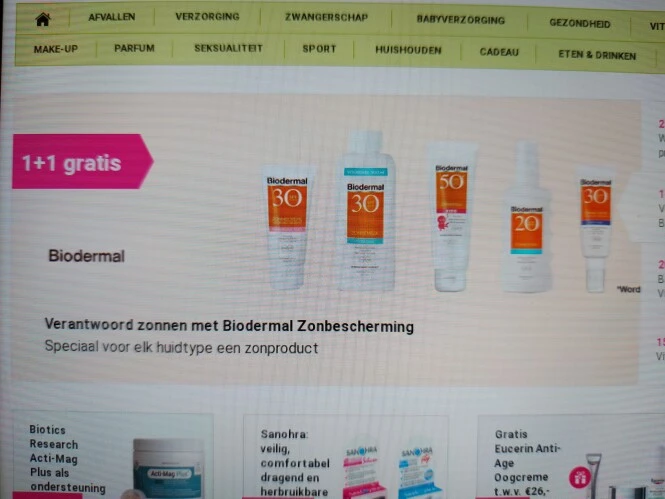 deonlinedrogist.nl 1+1 op biodermal zonnebesc...