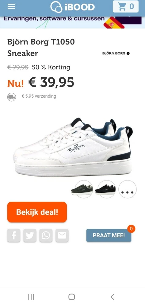 Ibood.com dagdeal Bjorn Borg sneaker nu €39,9...