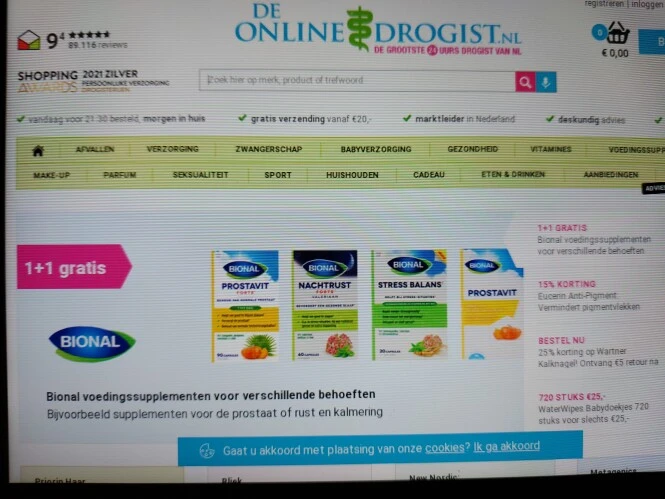 deonlinedrogist.nl 1+1 gratis op bional voedi...