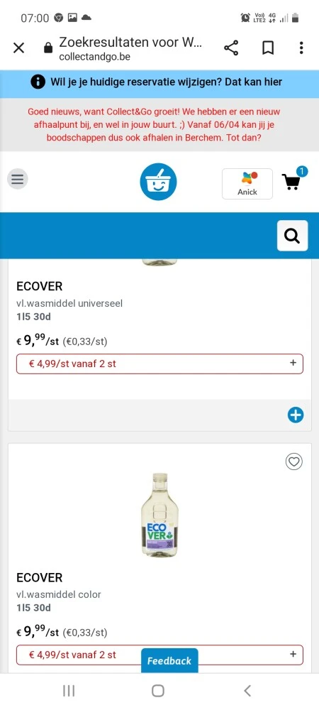Collect and go ecover wasmiddel en ariel vloe...