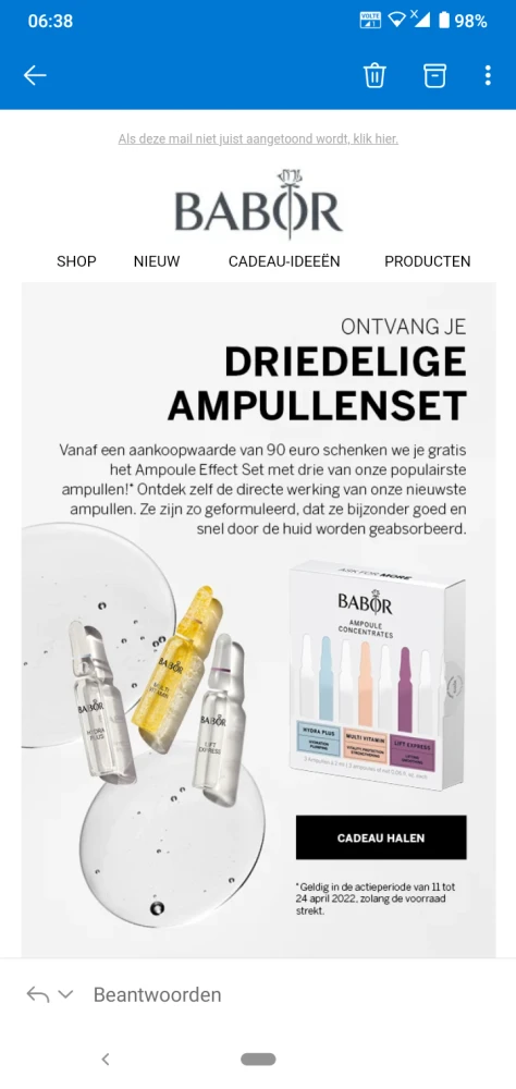 Bij Babor krijg je bij aankoop vanaf €90 een...
