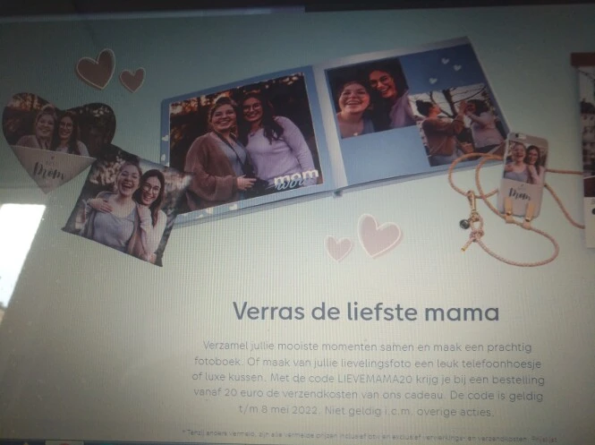 -20% op foto op canvas Met code LIEVEMAMA20...