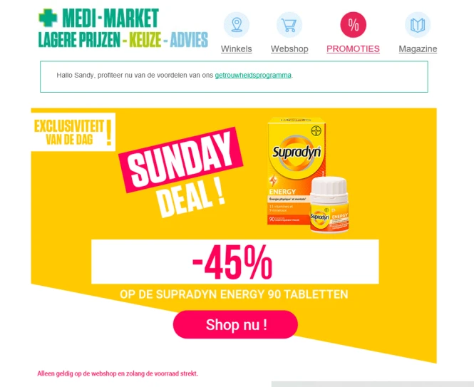 Sunday Deal bij Medi market: -45% op Supradyn...