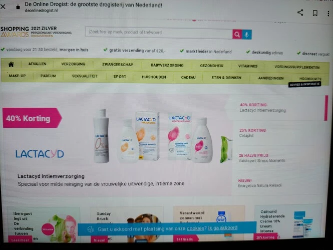 deonlinedrogist.nl 40% op lactacyd intiemverz...