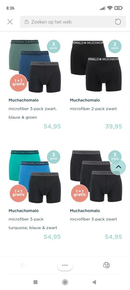 Bij boxers.nl is er 1+1 gratis op de 3packs M...