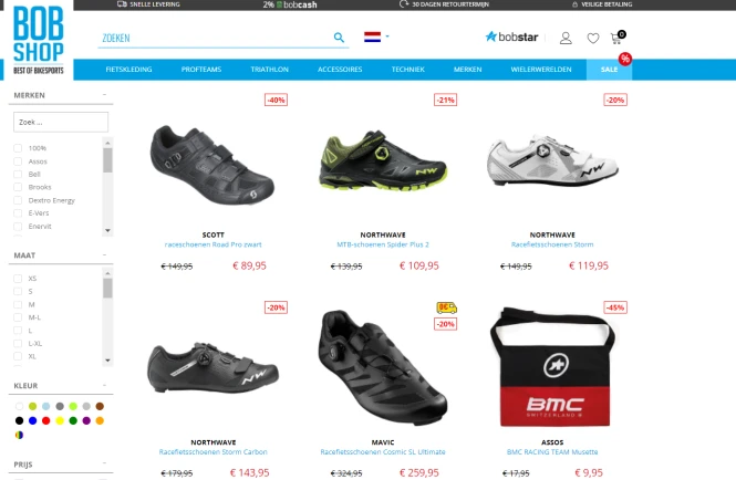 Bij bobshop is er tot 40% korting op een sele...