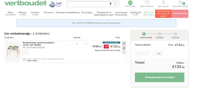 Bij vertbaudet.be krijg je €10 korting per aa...