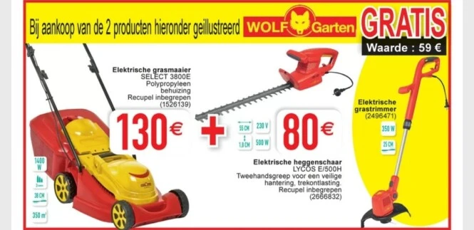 Cora 25/5 -> 4/6 gratis elektrische grastrim...