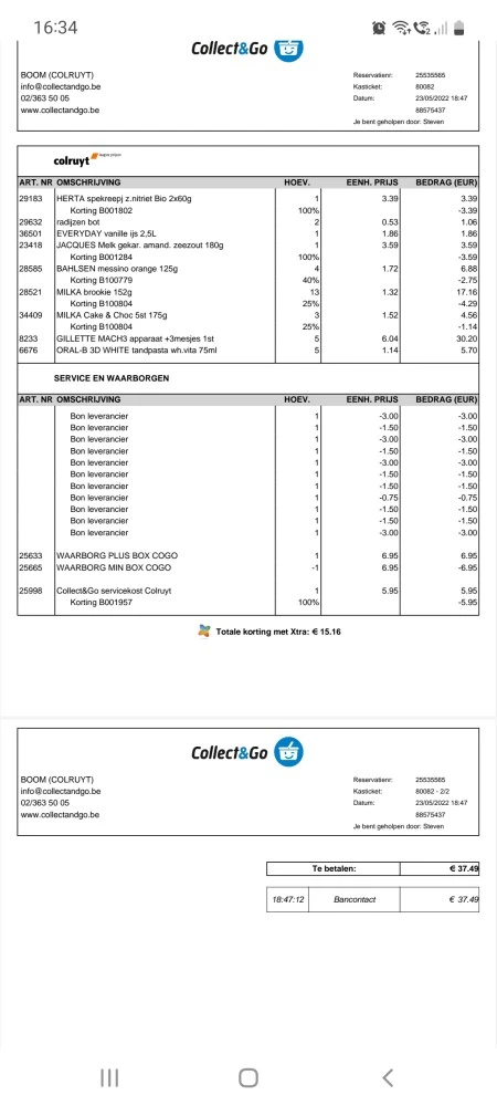 Gisteren collect staal cristal xtra, korting...