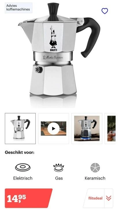 Flitsdeal bol , enkel nu Bialetti Moka Expres...
