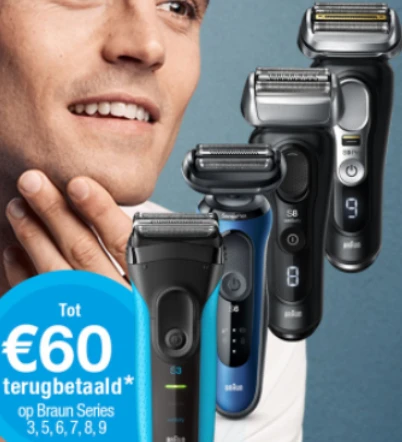 Tot €60 terugbetaald op Braun Series 3,5,6,7,...