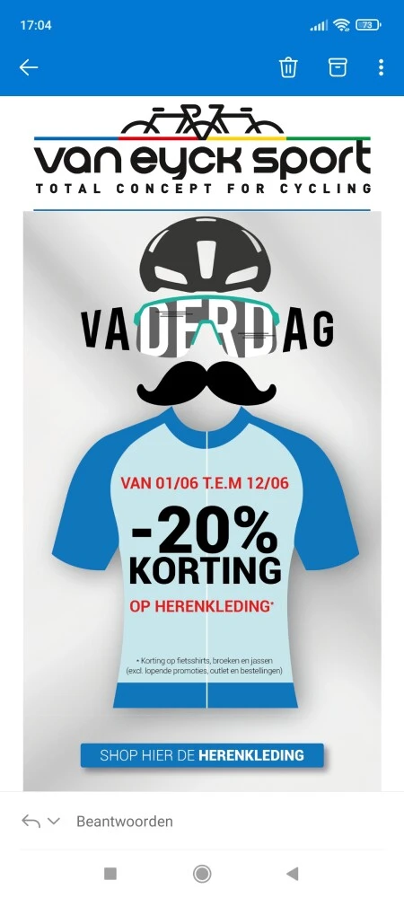 Bij van Eyck sport is er tem 12/06 20% kortin...