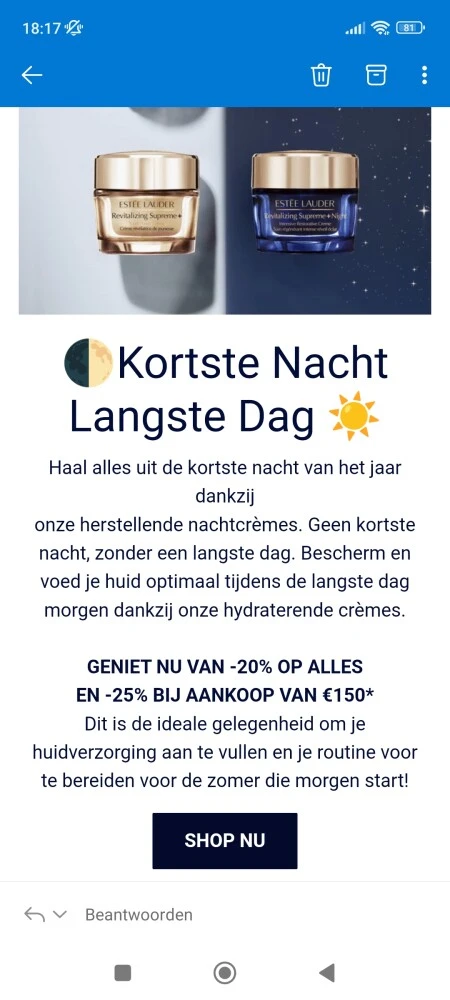 Bij estee Lauder is er tot 23/6/2022, 11:59 -...