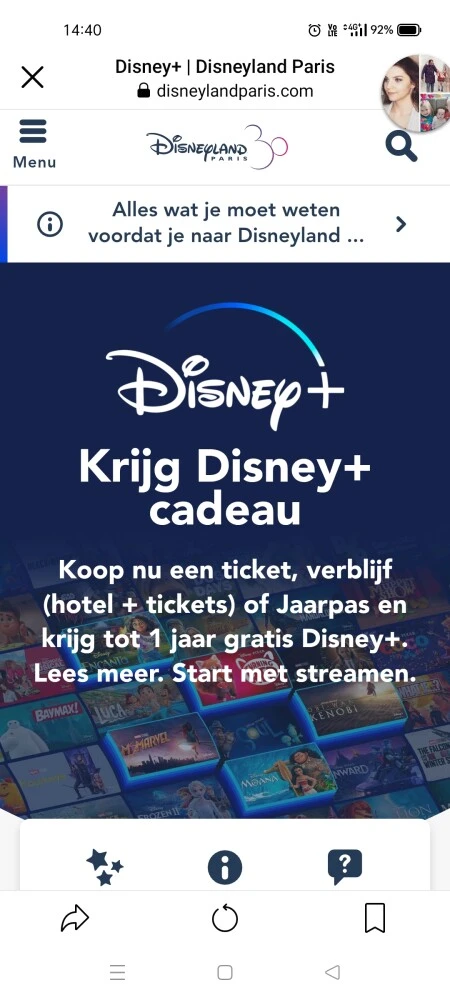 Gratis disney+ bij aankoop van toegangsticket...